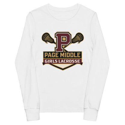 Performance | Youth Long Sleeve T-Shirt | Page Middle Girls Lacrosse | Block P Logo