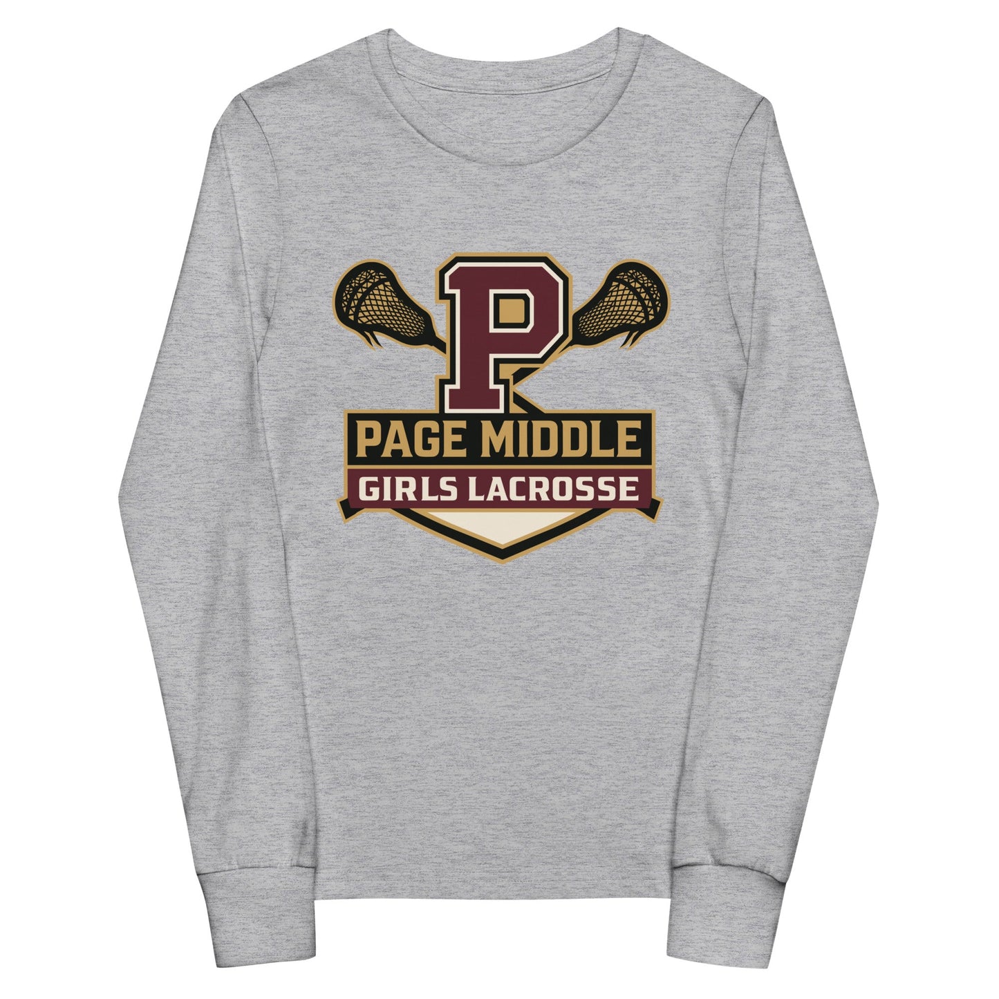 Performance | Youth Long Sleeve T-Shirt | Page Middle Girls Lacrosse | Block P Logo