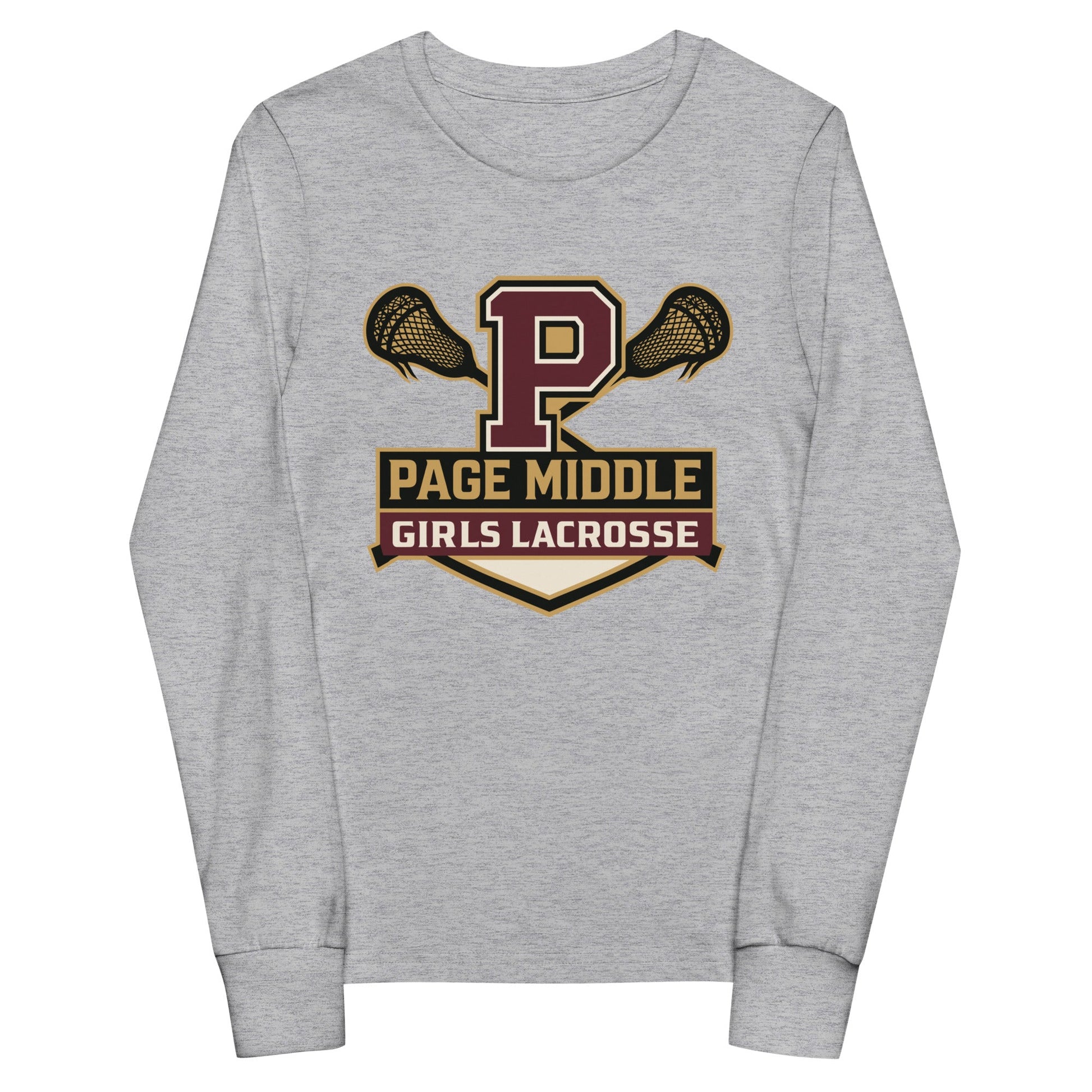 Performance | Youth Long Sleeve T-Shirt | Page Middle Girls Lacrosse | Block P Logo