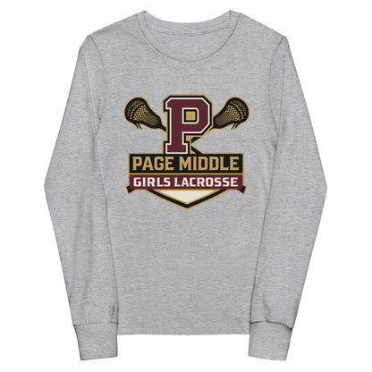 Performance | Youth Long Sleeve T-Shirt | Page Middle Girls Lacrosse | Block P Logo
