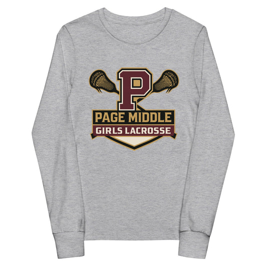 Performance | Youth Long Sleeve T-Shirt | Page Middle Girls Lacrosse | Block P Logo
