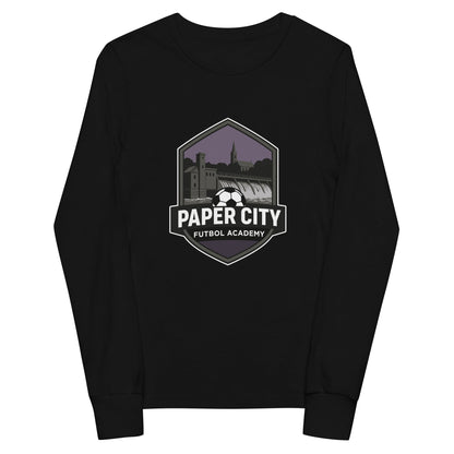 Performance | Youth Long Sleeve T-Shirt | Paper City Futbol Academy | Vanguard Shield Logo