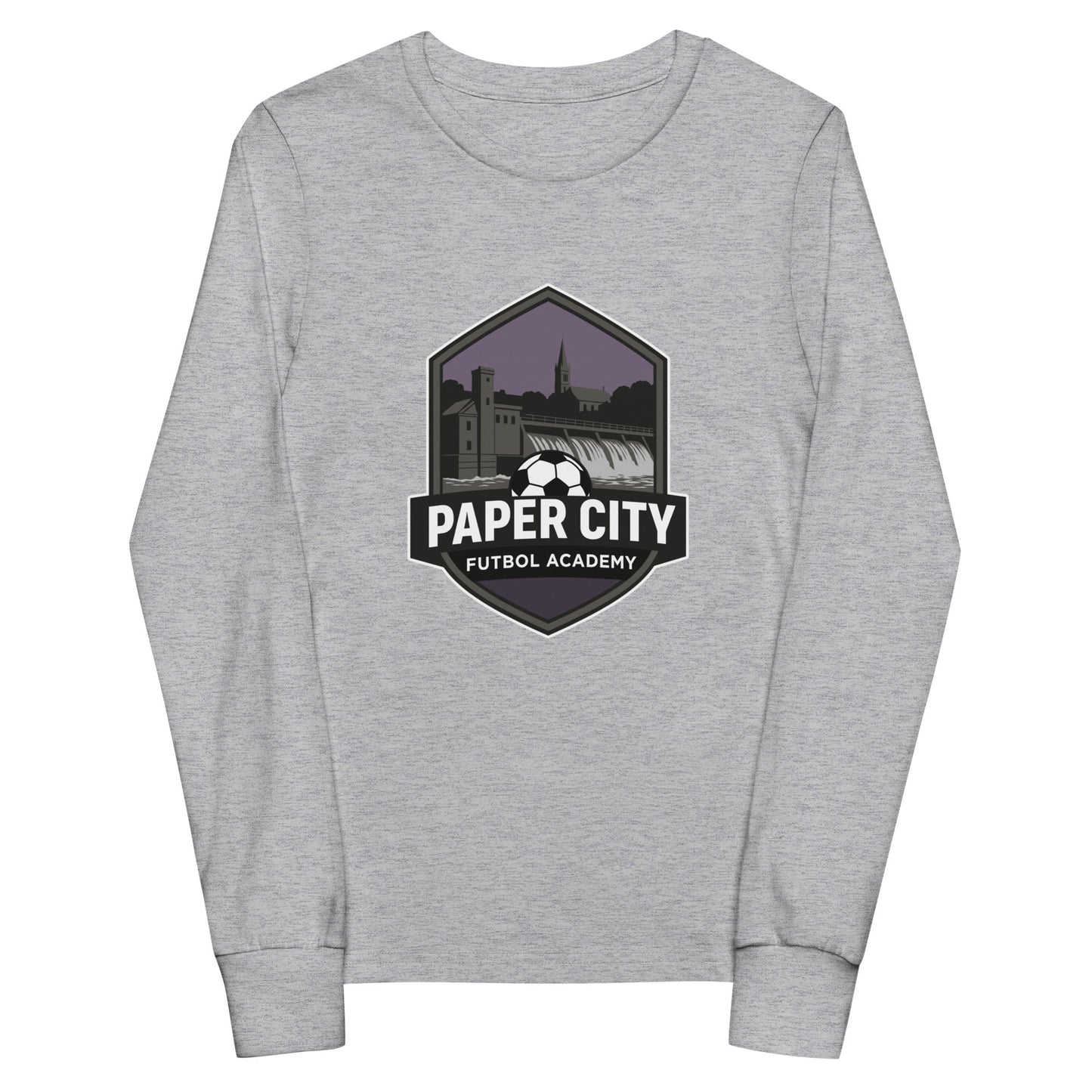 Performance | Youth Long Sleeve T-Shirt | Paper City Futbol Academy | Vanguard Shield Logo
