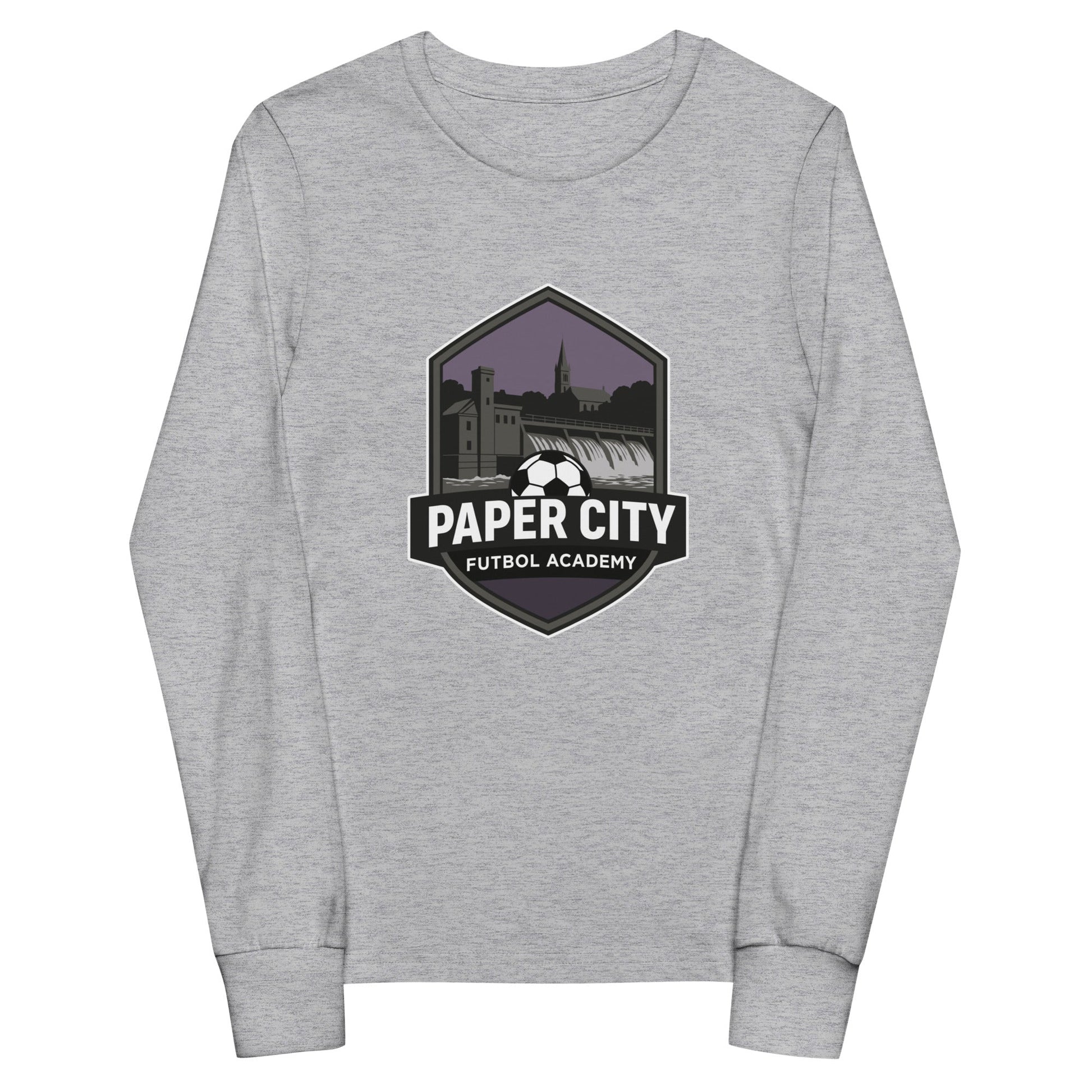 Performance | Youth Long Sleeve T-Shirt | Paper City Futbol Academy | Vanguard Shield Logo