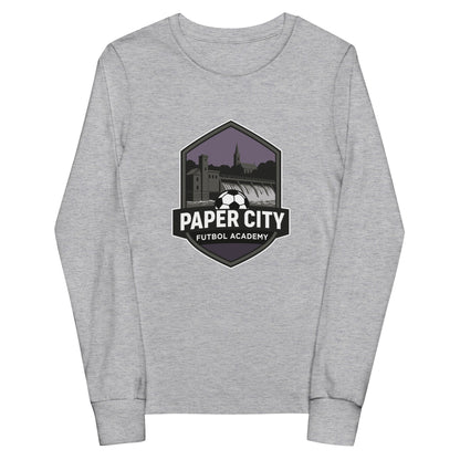 Performance | Youth Long Sleeve T-Shirt | Paper City Futbol Academy | Vanguard Shield Logo