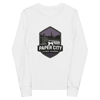 Performance | Youth Long Sleeve T-Shirt | Paper City Futbol Academy | Vanguard Shield Logo