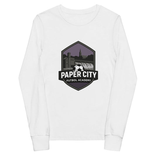 Performance | Youth Long Sleeve T-Shirt | Paper City Futbol Academy | Vanguard Shield Logo