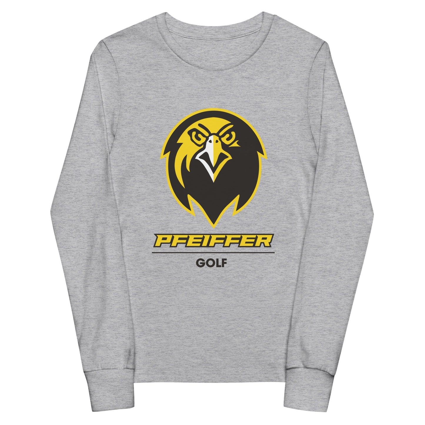 Performance | Youth Long Sleeve T-Shirt | Pfeiffer University Golf | Falcon Logo
