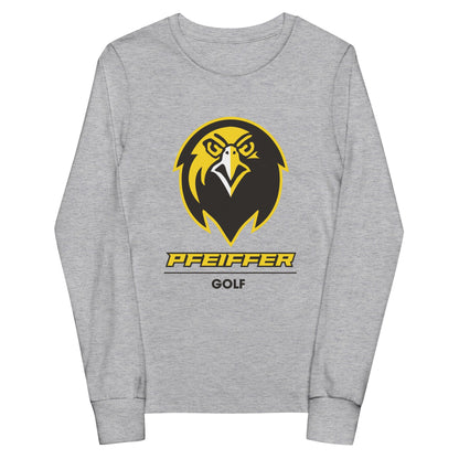 Performance | Youth Long Sleeve T-Shirt | Pfeiffer University Golf | Falcon Logo