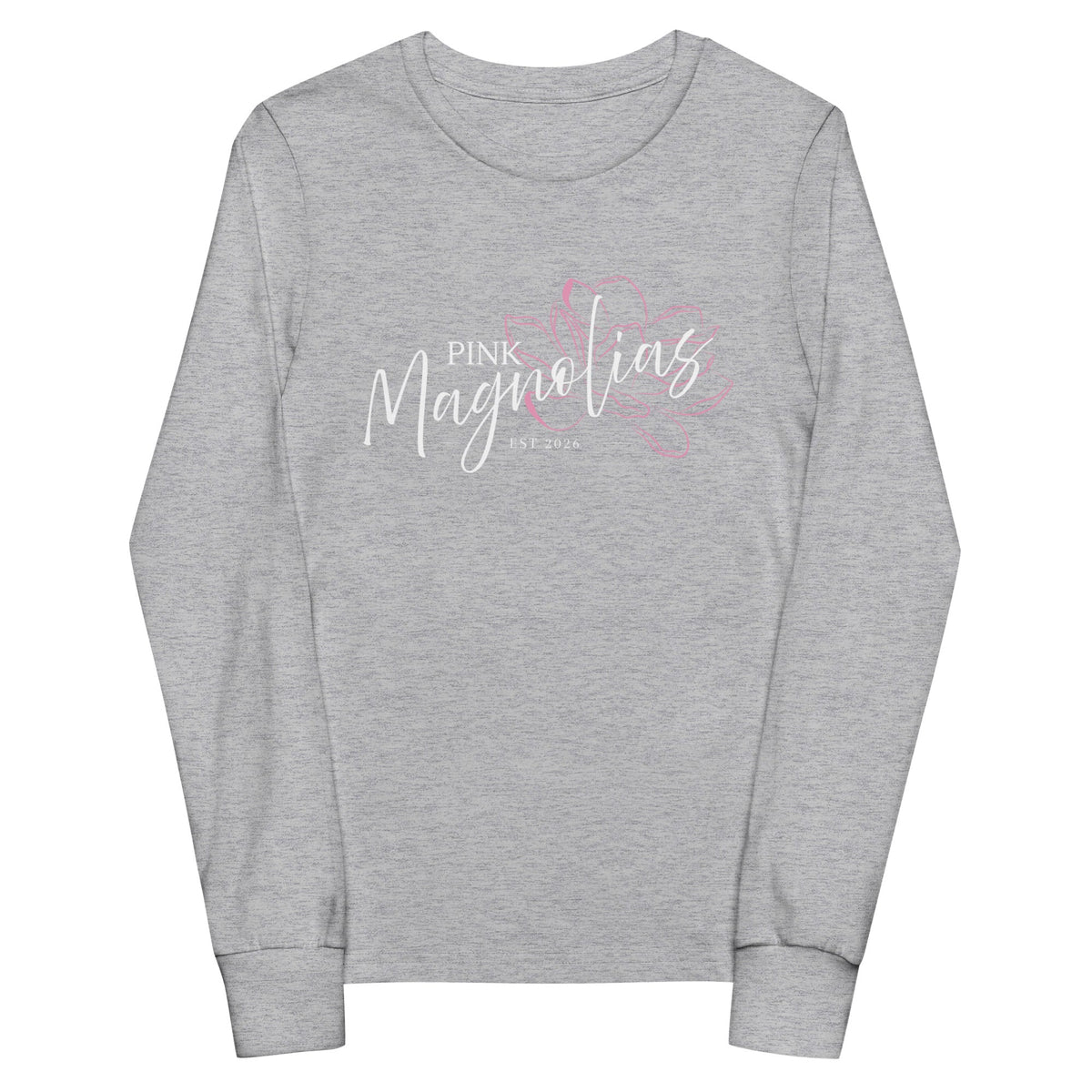 Performance | Youth Long Sleeve T-Shirt | Pink Magnolias Dance | Modern Script Logo