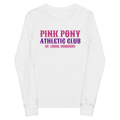 Performance | Youth Long Sleeve T-Shirt | Pink Pony Athletic Club | Athletic Wordmark Logo