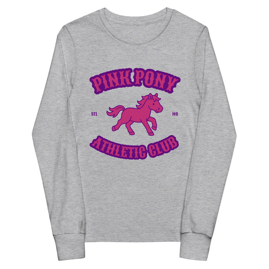 Performance | Youth Long Sleeve T-Shirt | Pink Pony Athletic Club | Crest Logo