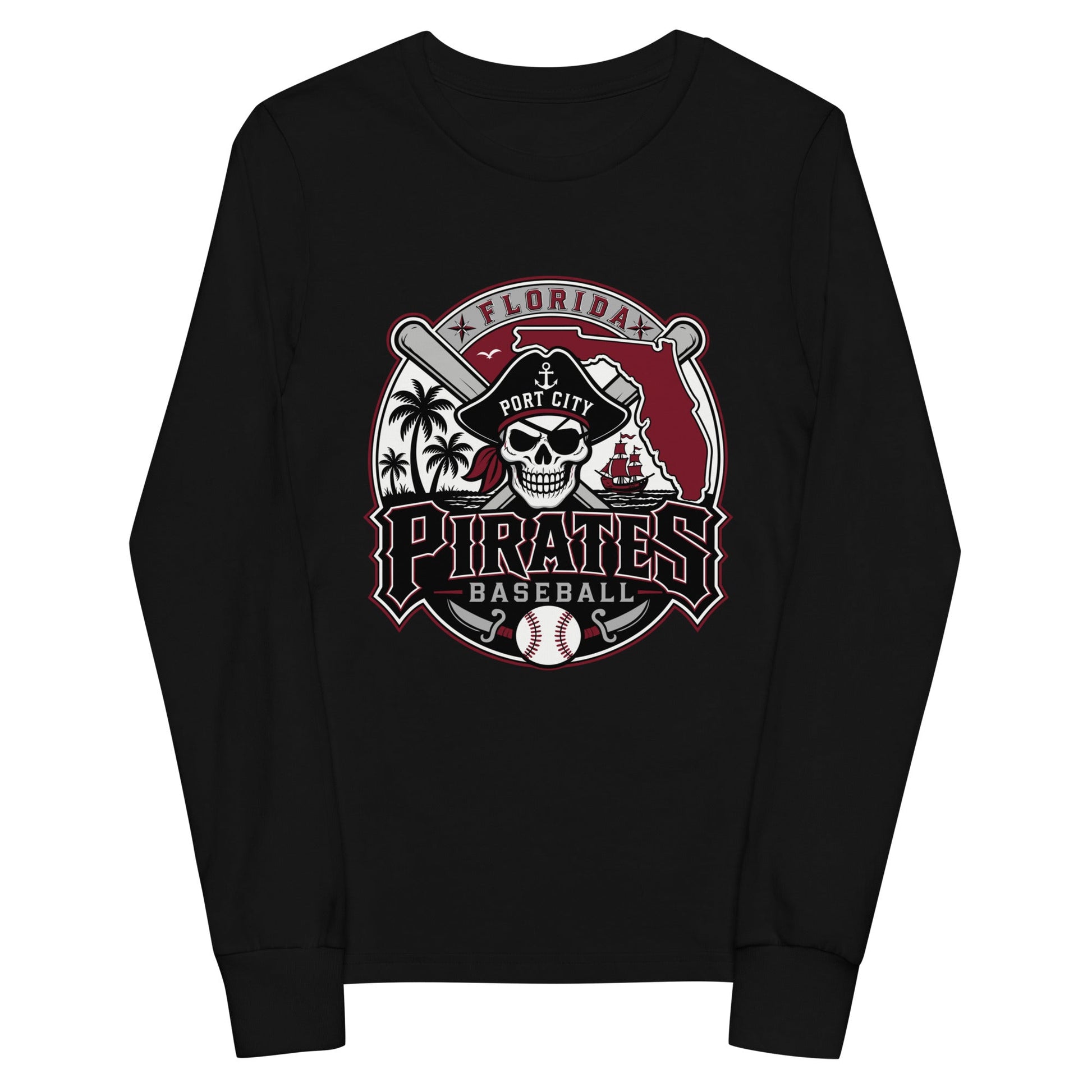 Performance | Youth Long Sleeve T-Shirt | Port City Pirates | Emblem Logo