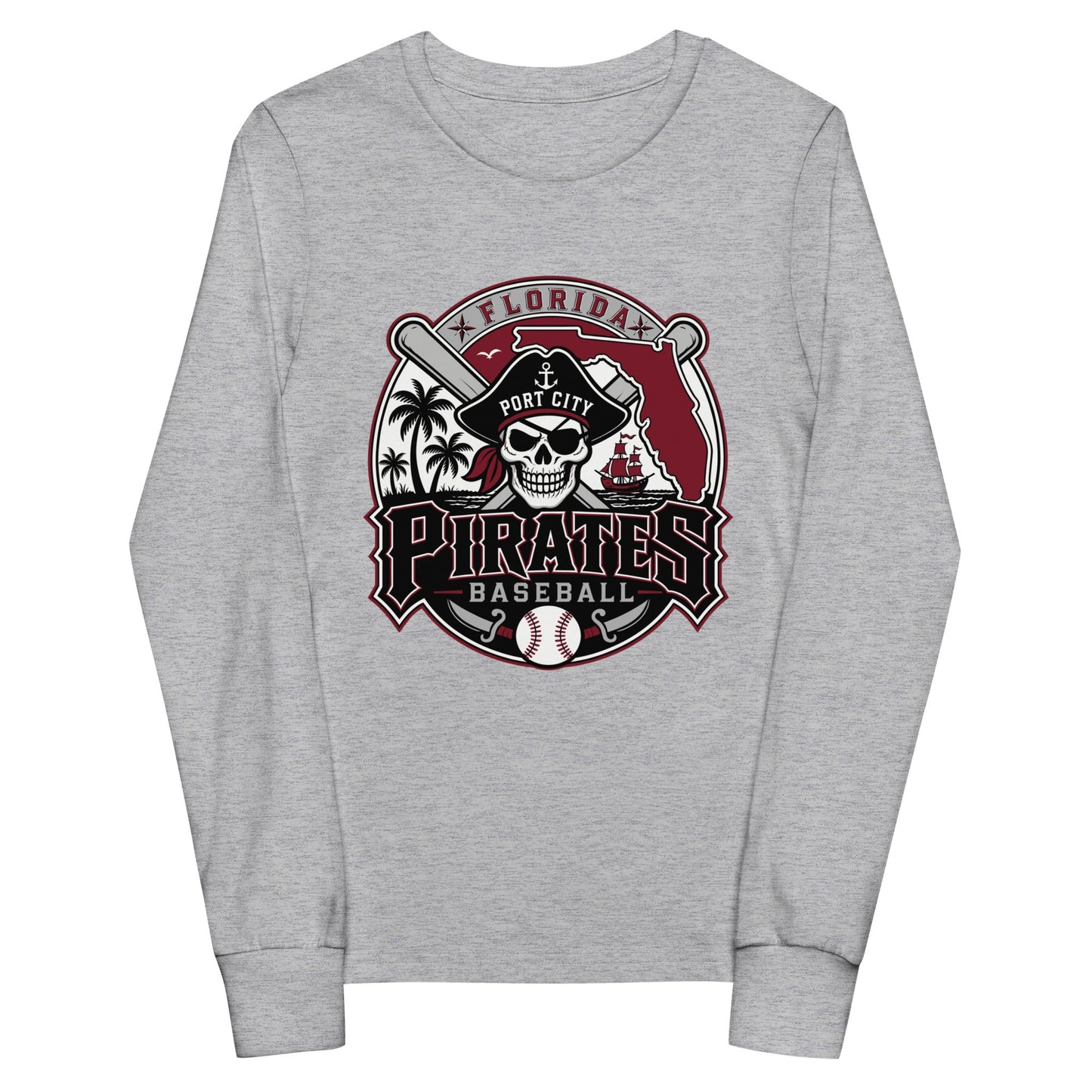 Performance | Youth Long Sleeve T-Shirt | Port City Pirates | Emblem Logo