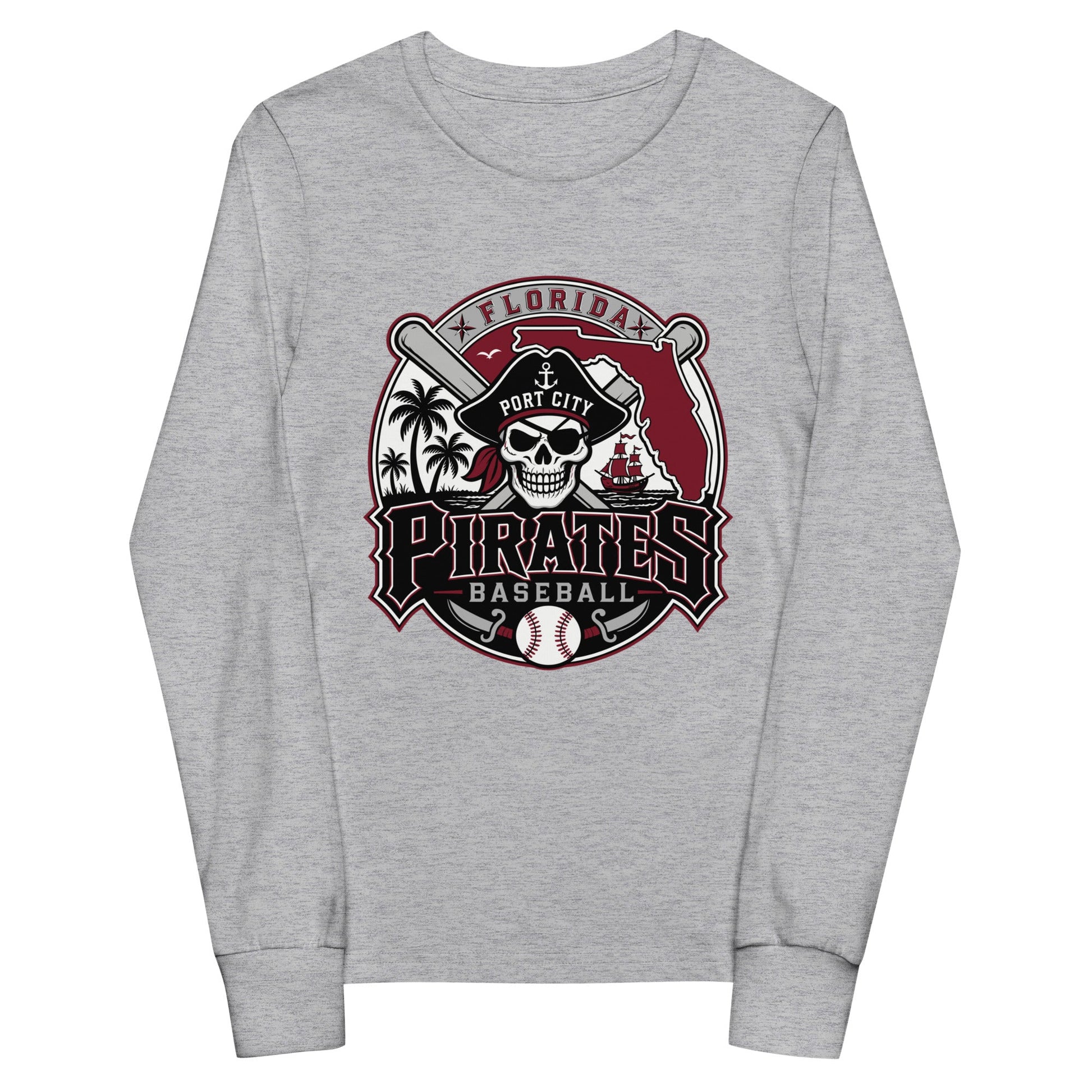 Performance | Youth Long Sleeve T-Shirt | Port City Pirates | Emblem Logo
