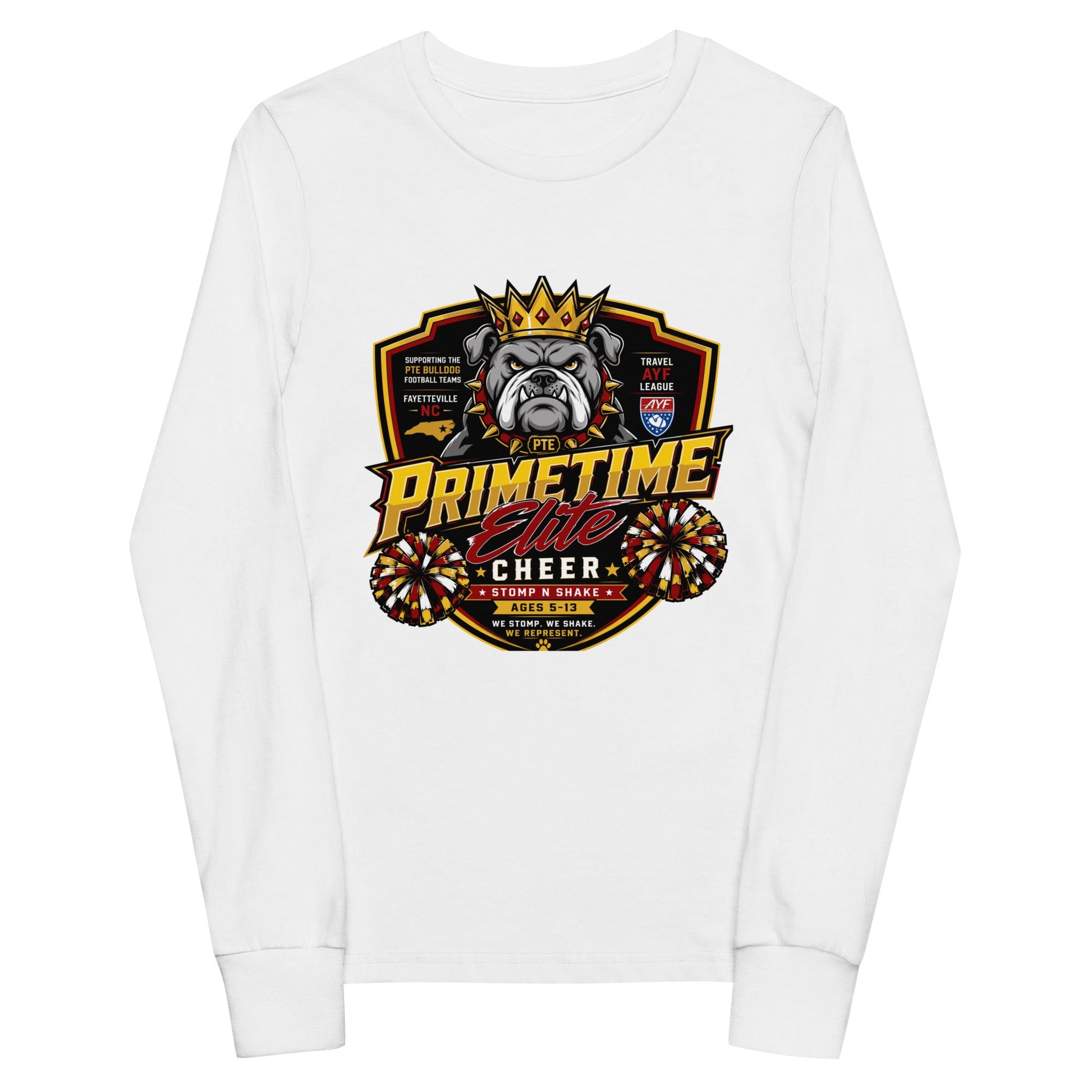 Performance | Youth Long Sleeve T-Shirt | PTE Bulldog Cheer | Shield Logo