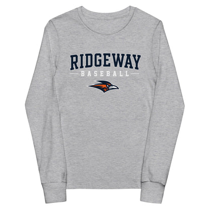 Performance | Youth Long Sleeve T-Shirt | Ridgeway High School Baseball | Modern Script Logo