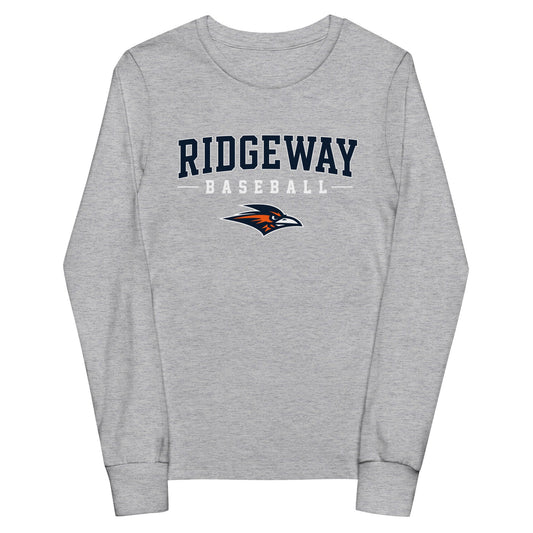 Performance | Youth Long Sleeve T-Shirt | Ridgeway High School Baseball | Modern Script Logo