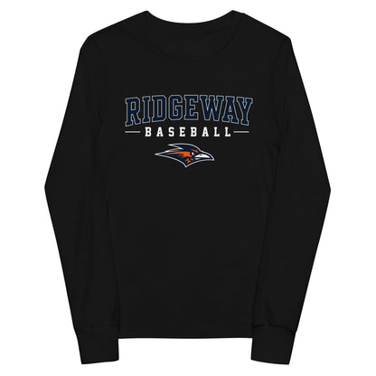 Performance | Youth Long Sleeve T-Shirt | Ridgeway High School Baseball | Modern Script Logo