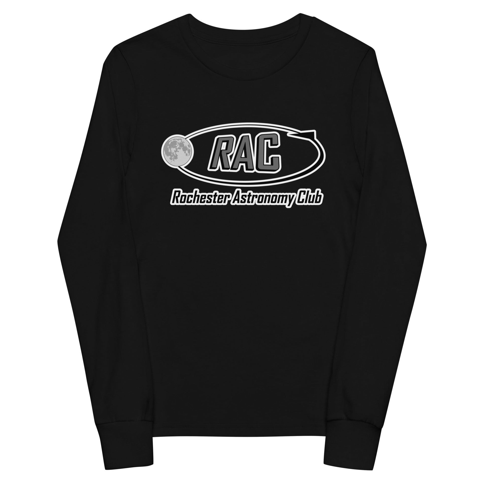 Performance | Youth Long Sleeve T-Shirt | Rochester Astronomy Club | Orbit Logo