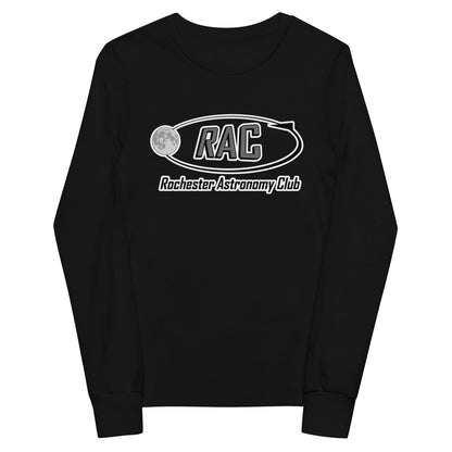 Performance | Youth Long Sleeve T-Shirt | Rochester Astronomy Club | Orbit Logo