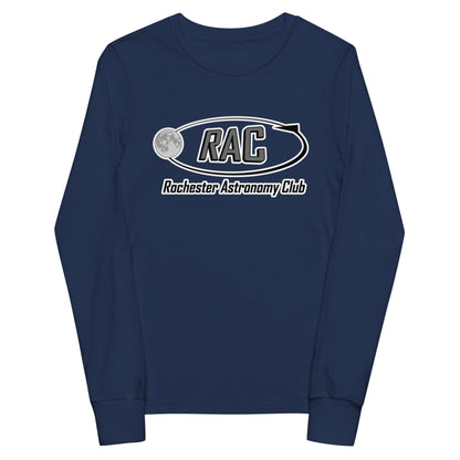 Performance | Youth Long Sleeve T-Shirt | Rochester Astronomy Club | Orbit Logo