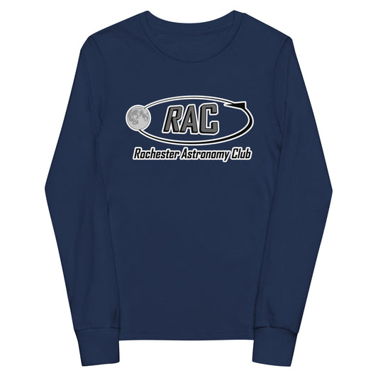 Performance | Youth Long Sleeve T-Shirt | Rochester Astronomy Club | Orbit Logo
