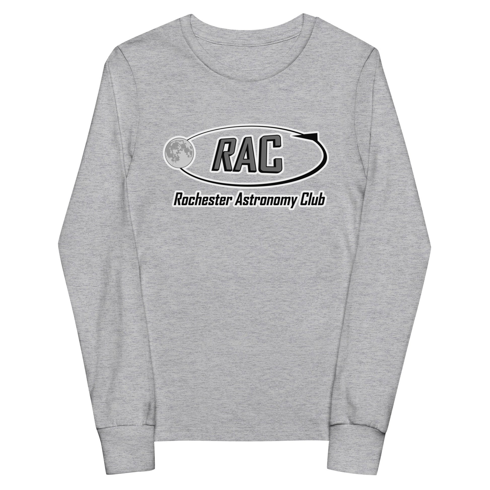 Performance | Youth Long Sleeve T-Shirt | Rochester Astronomy Club | Orbit Logo