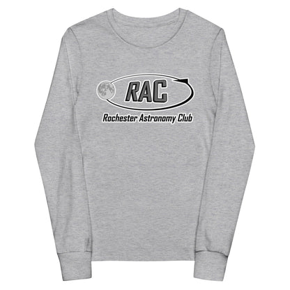 Performance | Youth Long Sleeve T-Shirt | Rochester Astronomy Club | Orbit Logo