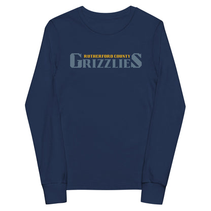 Performance | Youth Long Sleeve T-Shirt | Rutherford County Grizzlies Football | Alt Script Logo