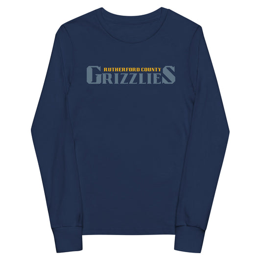 Performance | Youth Long Sleeve T-Shirt | Rutherford County Grizzlies Football | Alt Script Logo