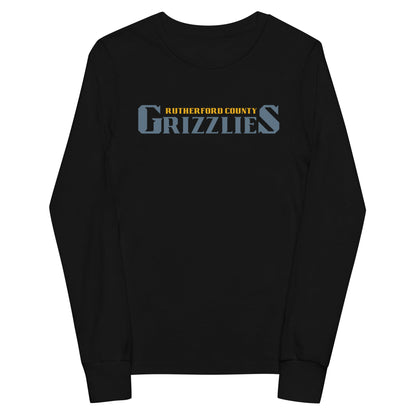 Performance | Youth Long Sleeve T-Shirt | Rutherford County Grizzlies Football | Alt Script Logo