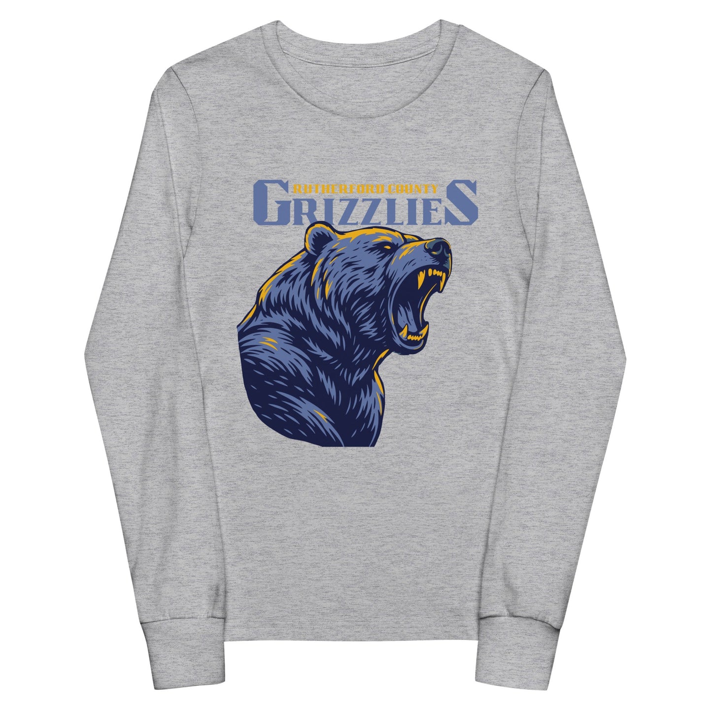 Performance | Youth Long Sleeve T-Shirt | Rutherford County Grizzlies Football | Big Grizzlies Logo