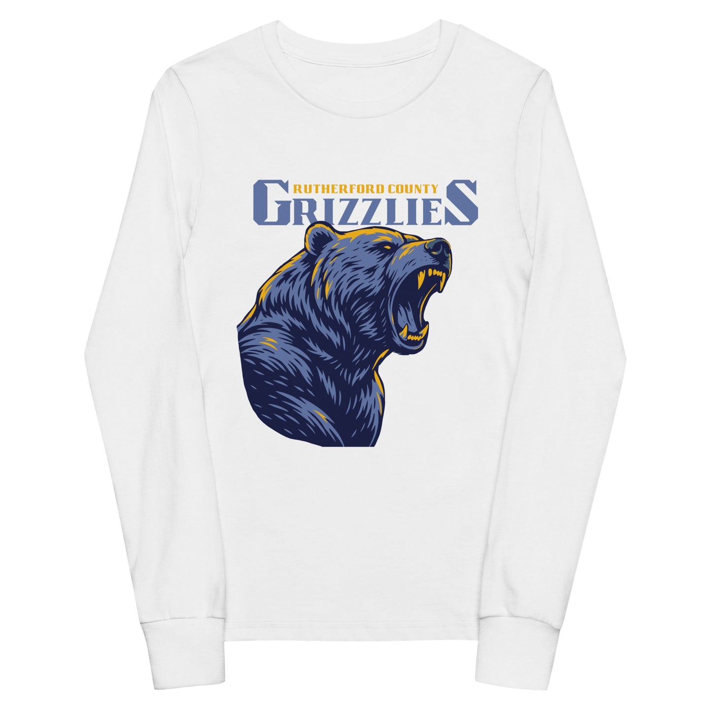 Performance | Youth Long Sleeve T-Shirt | Rutherford County Grizzlies Football | Big Grizzlies Logo