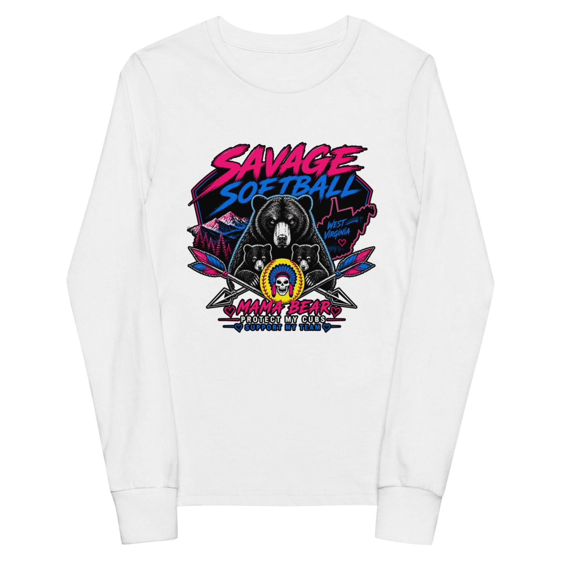 Performance | Youth Long Sleeve T-Shirt | Savage Softball | Mascot Logo