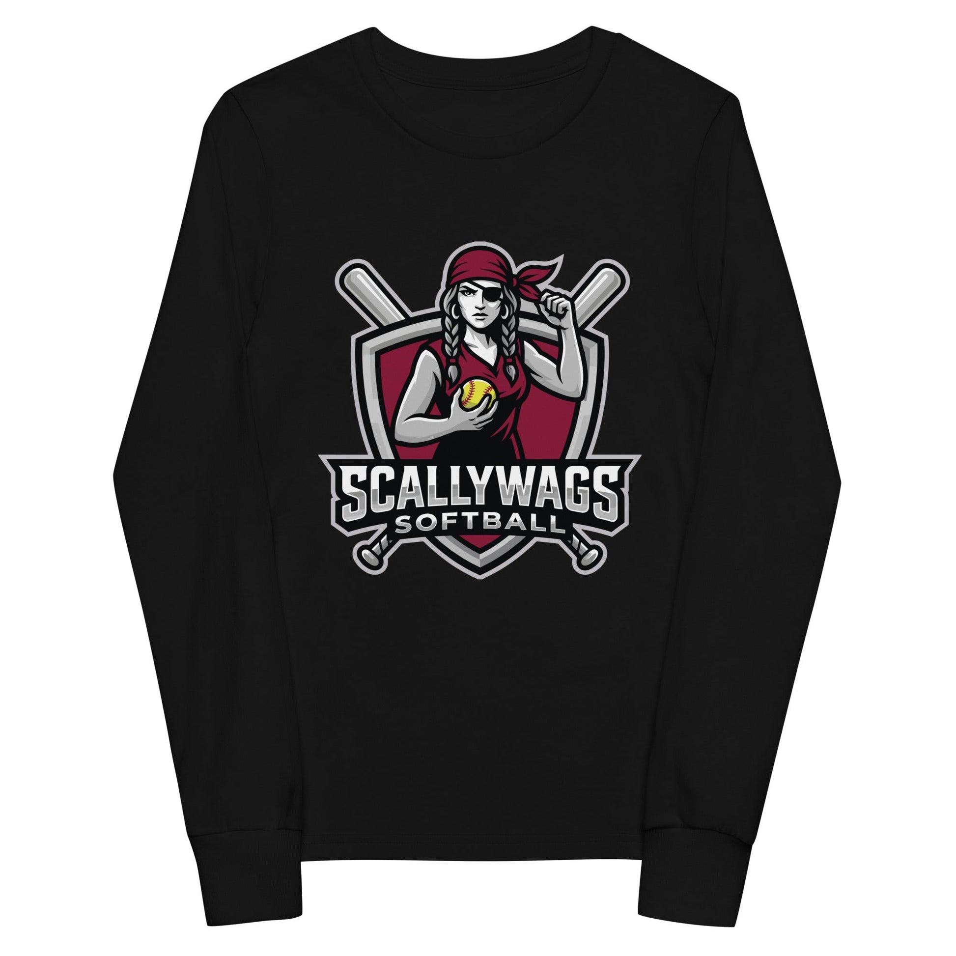 Performance | Youth Long Sleeve T-Shirt | Scallywags Softball | Crest Logo