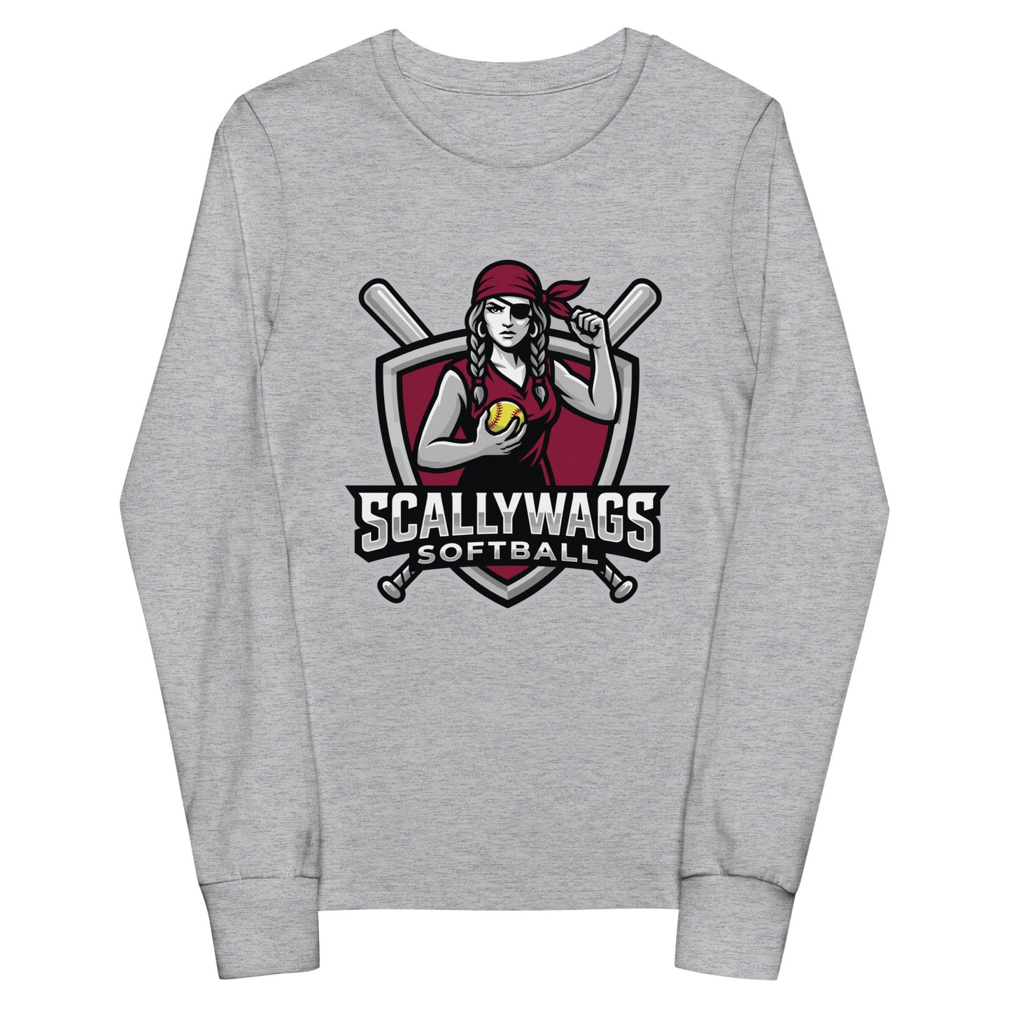 Performance | Youth Long Sleeve T-Shirt | Scallywags Softball | Crest Logo