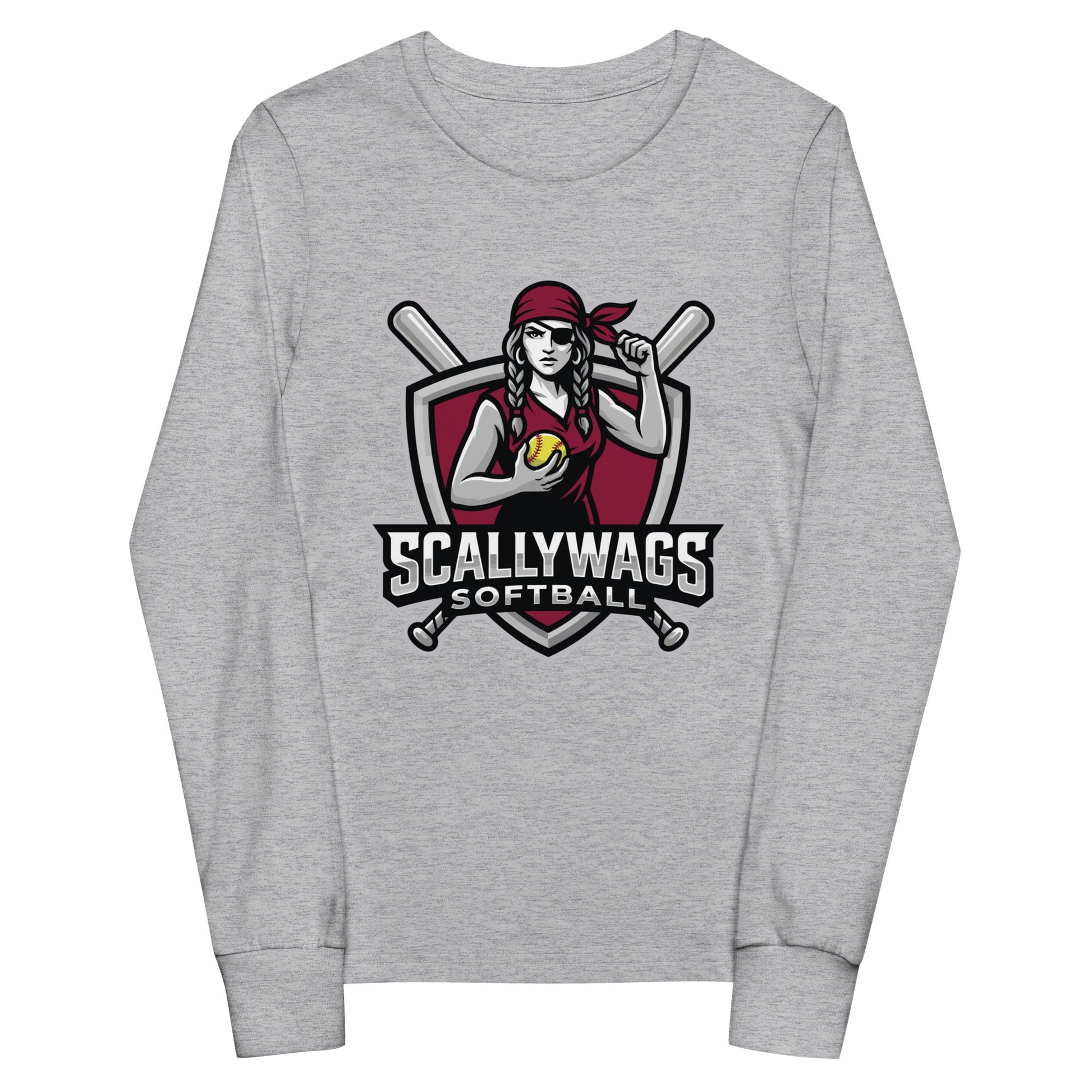 Performance | Youth Long Sleeve T-Shirt | Scallywags Softball | Crest Logo