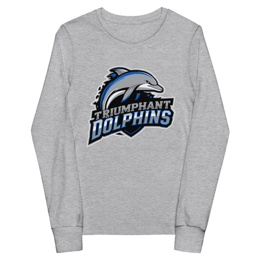 Performance | Youth Long Sleeve T-Shirt | SE Triumphant Dolphins | Dolphins Mascot Logo