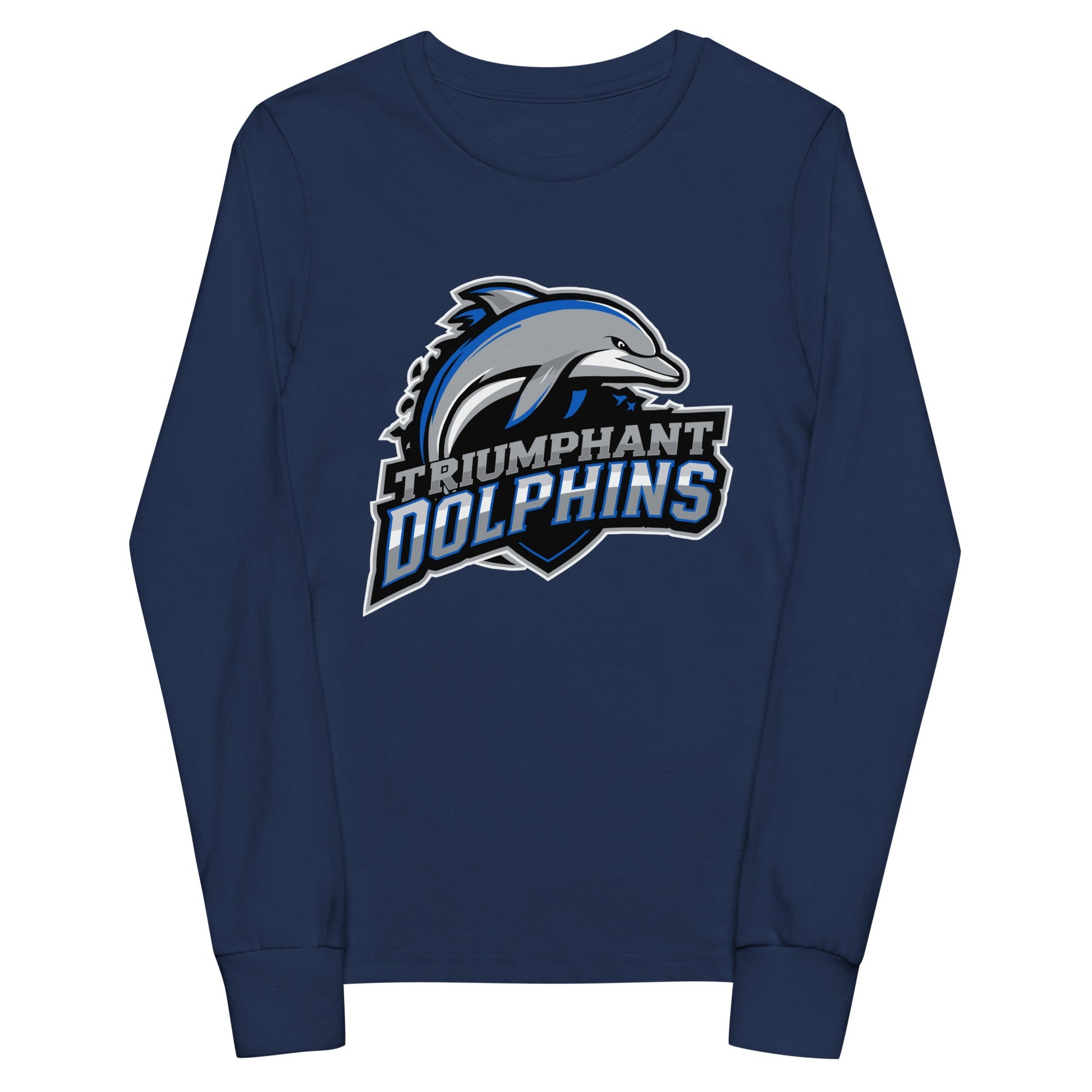 Performance | Youth Long Sleeve T-Shirt | SE Triumphant Dolphins | Dolphins Mascot Logo
