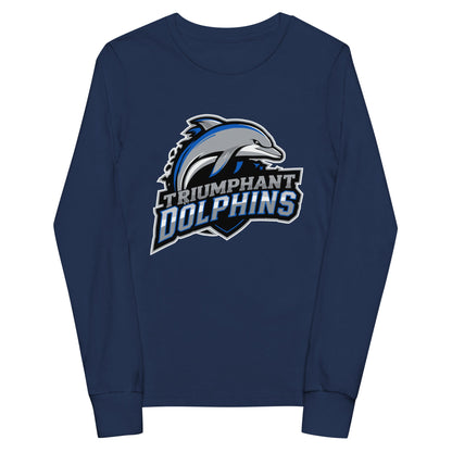 Performance | Youth Long Sleeve T-Shirt | SE Triumphant Dolphins | Dolphins Mascot Logo