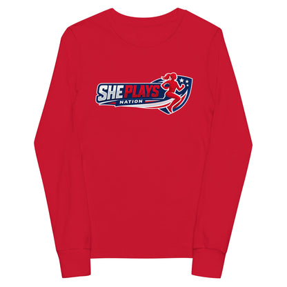 Performance | Youth Long Sleeve T-Shirt | She Plays Nation | Crest Logo