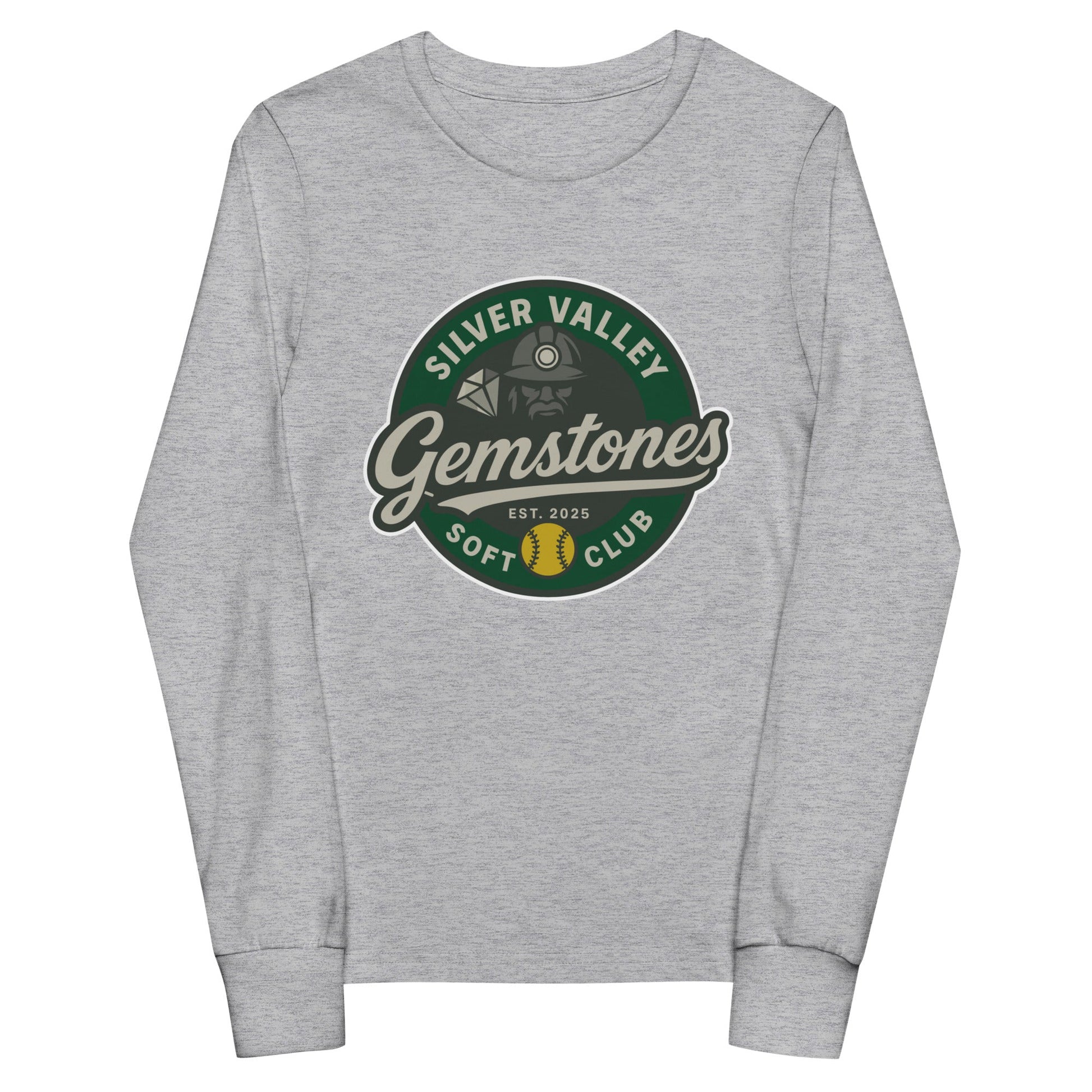 Performance | Youth Long Sleeve T-Shirt | Silver Valley Gemstones | Badge Logo