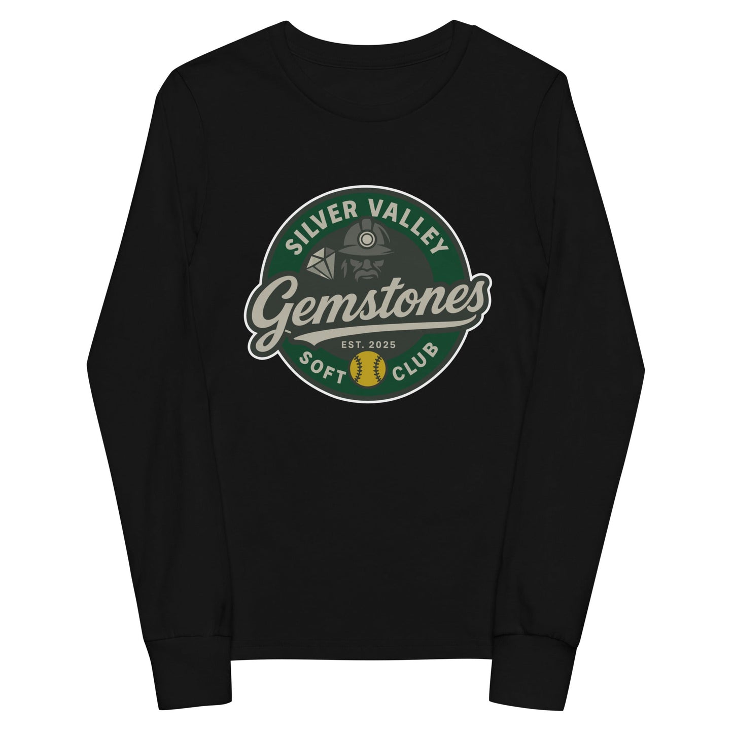 Performance | Youth Long Sleeve T-Shirt | Silver Valley Gemstones | Badge Logo