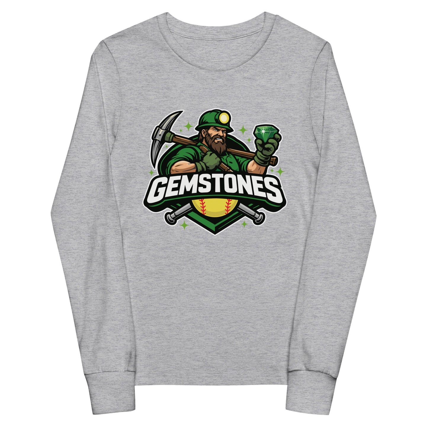 Performance | Youth Long Sleeve T-Shirt | Silver Valley Gemstones | Emerald Valley Logo