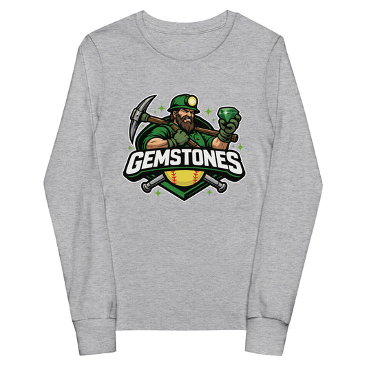 Performance | Youth Long Sleeve T-Shirt | Silver Valley Gemstones | Emerald Valley Logo