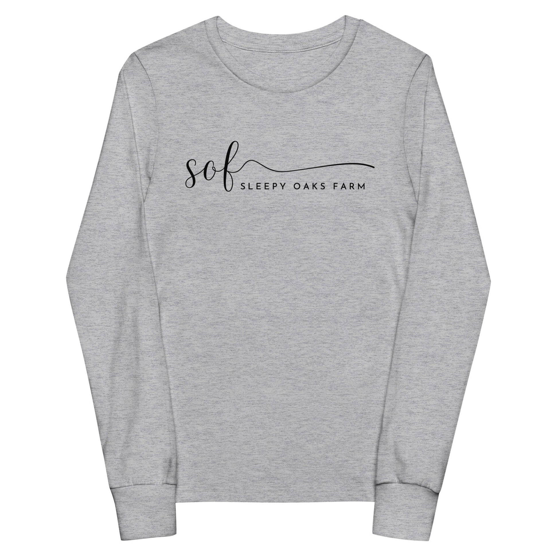 Performance | Youth Long Sleeve T-Shirt | Sleepy Oaks Farm | Script Logo