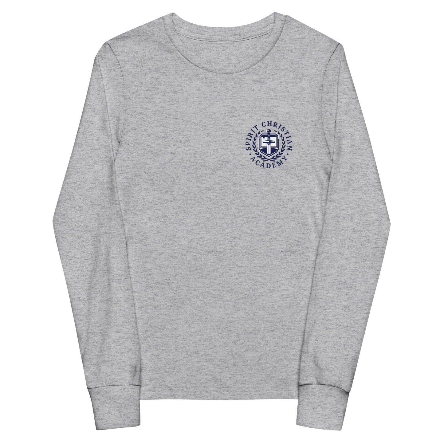 Performance | Youth Long Sleeve T-Shirt | Spirit Christian Academy | Navy Script Logo