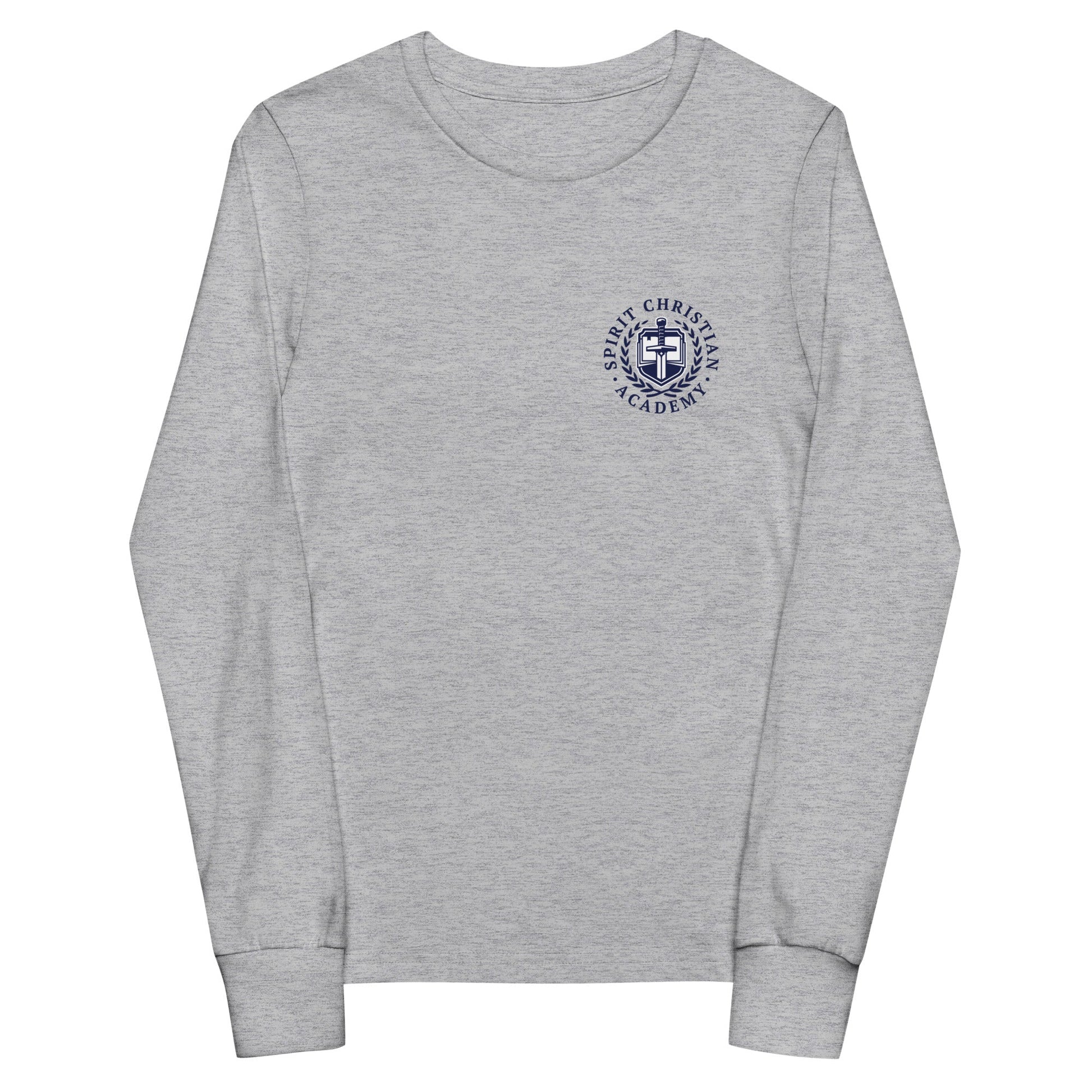 Performance | Youth Long Sleeve T-Shirt | Spirit Christian Academy | Navy Script Logo