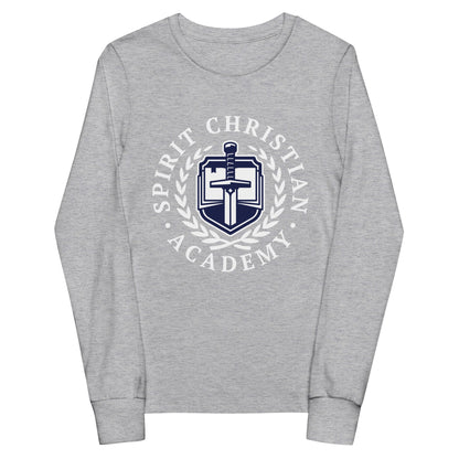 Performance | Youth Long Sleeve T-Shirt | Spirit Christian Academy | White Script Logo